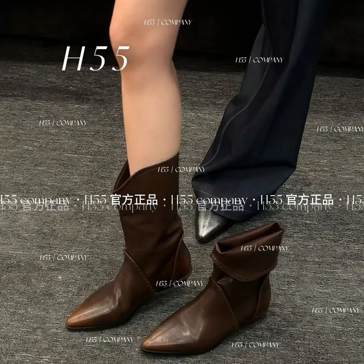 H55女鞋布达佩斯新款气质尖头短靴时尚潮流时装靴百搭70-3052【HW】