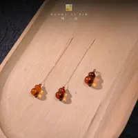 【凰一品】 血珀葫芦耳坠吊坠套装18k（瑕疵）