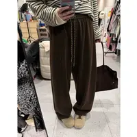 晶咕【城市漫步】韩系立体裤缝线全松紧腰抽绳休闲裤