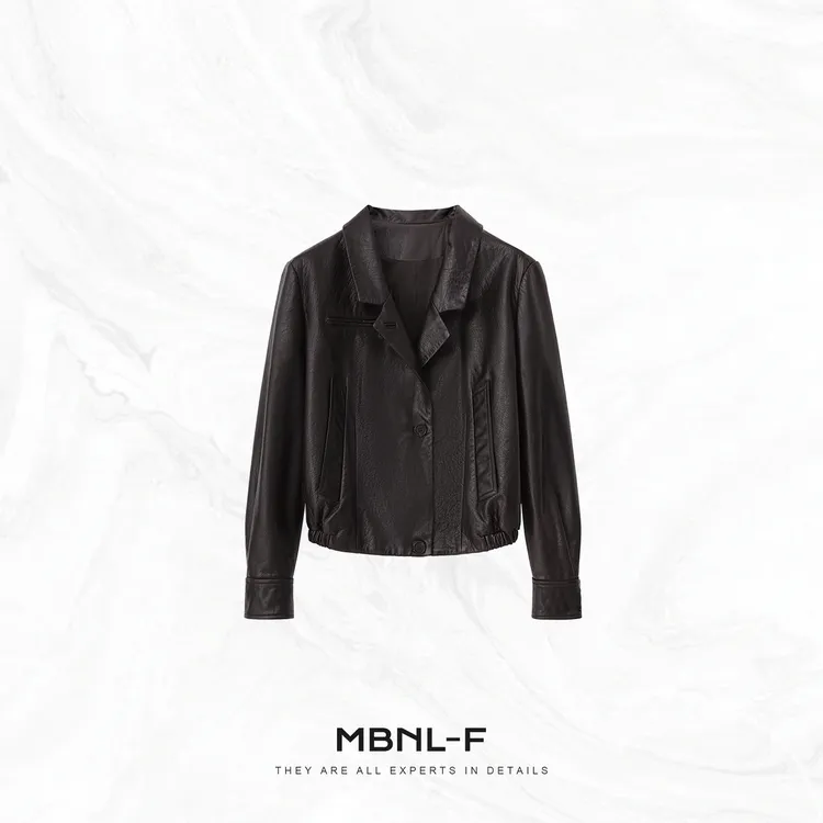 MBNL-F“水晶油蜡皮衣” 100%绵羊皮质感纹理皮衣 秦磊XM-XPY2557