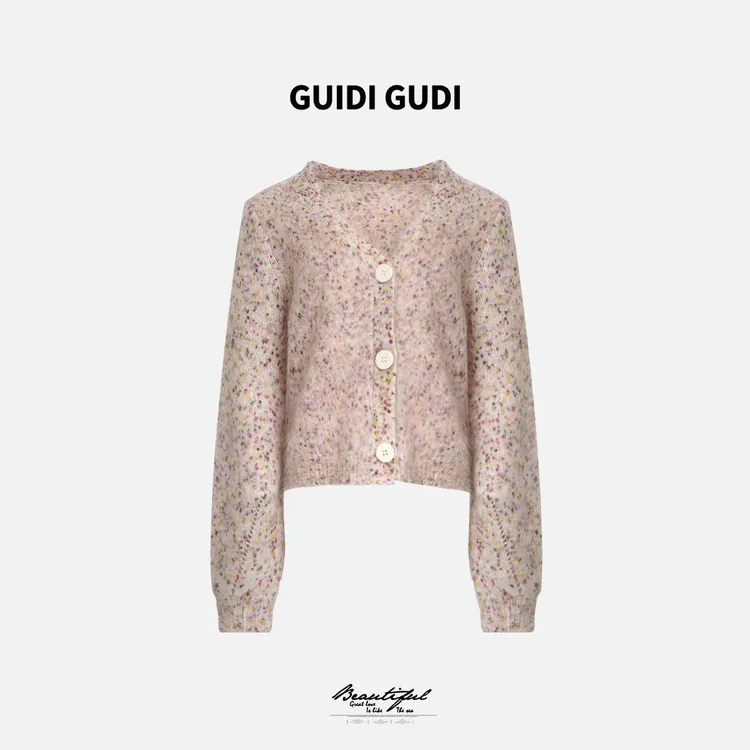 GUIDI GUDI【糖霜甜甜圈】马海羊毛长袖开衫外套/黄加蓝