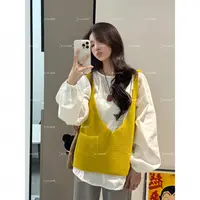 【两件套】韩系chic叠穿毛衣吊带女宽松外穿针织背心百搭休闲小马甲