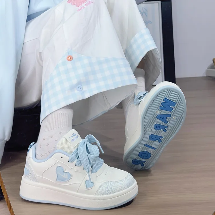 回力baby蓝小白鞋女2025爆款小众原创爱心学生鞋子厚底韩版板鞋女