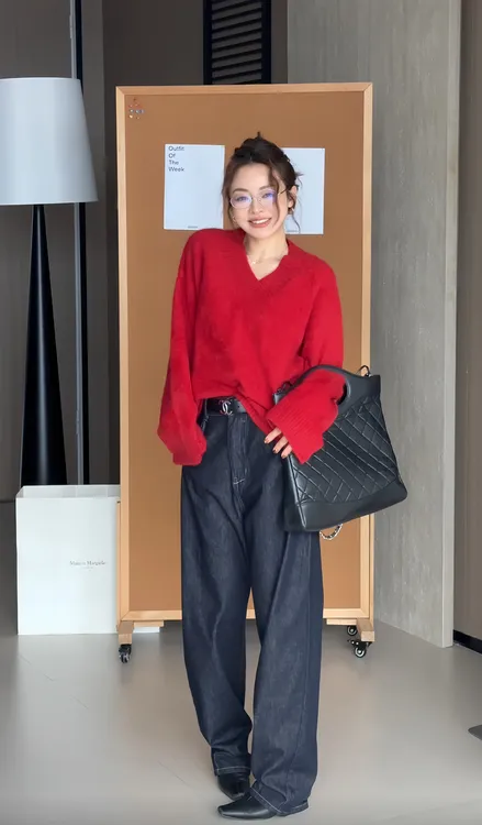 Singularity Me 8AB 0466 亮色系氛围感濑熊绒慵懒套头毛衣针织衫