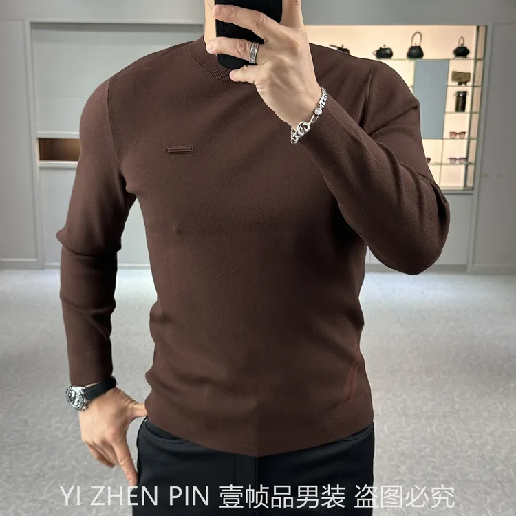 【壹帧品】清NO退莫代尔亲肤柔简约高弹圆领时尚秋冬修身男士毛衣