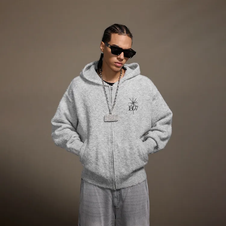 1807STILLGOING系列羊毛圈提花开衫毛衣秋冬美式休闲情侣针织外套