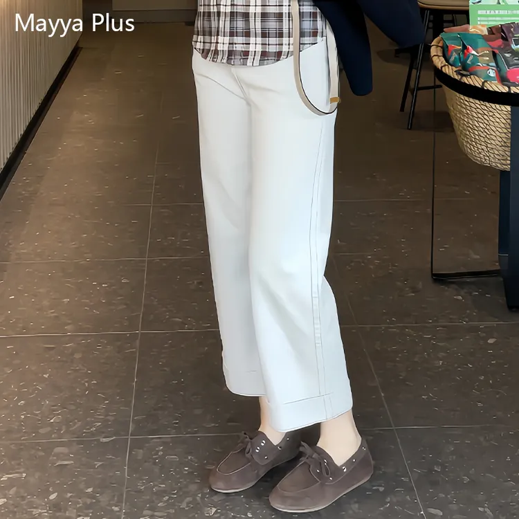 【标签裤】Mayya Plus麦芽定制流光风百搭直筒九分牛仔裤子32537133