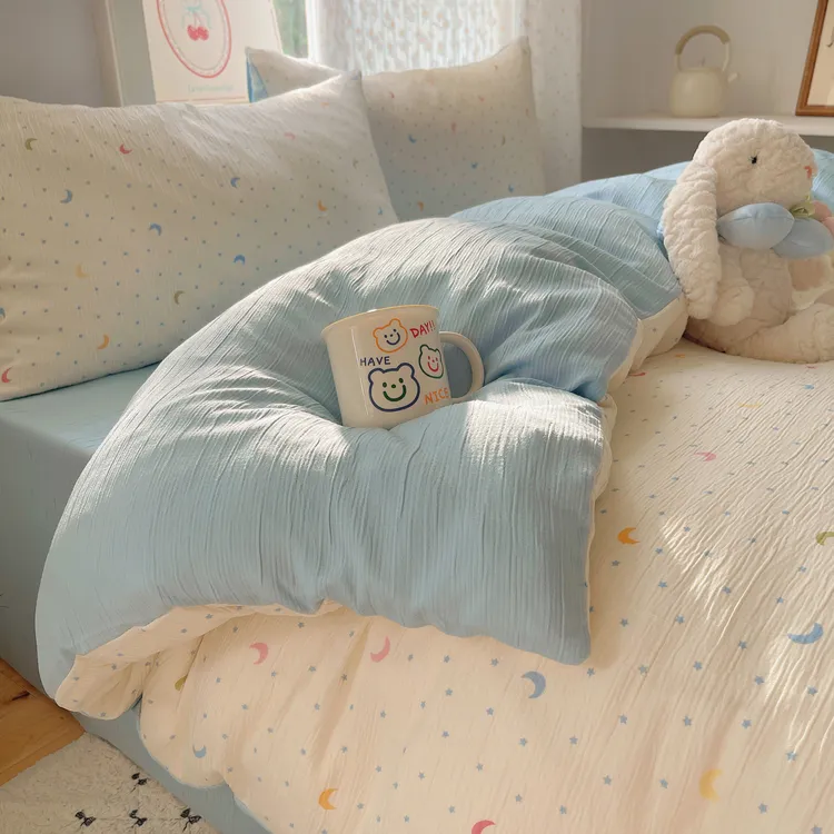 秋冬甄选三层纱印花床单四件套冬季保暖加厚被套学生宿舍厚四件套