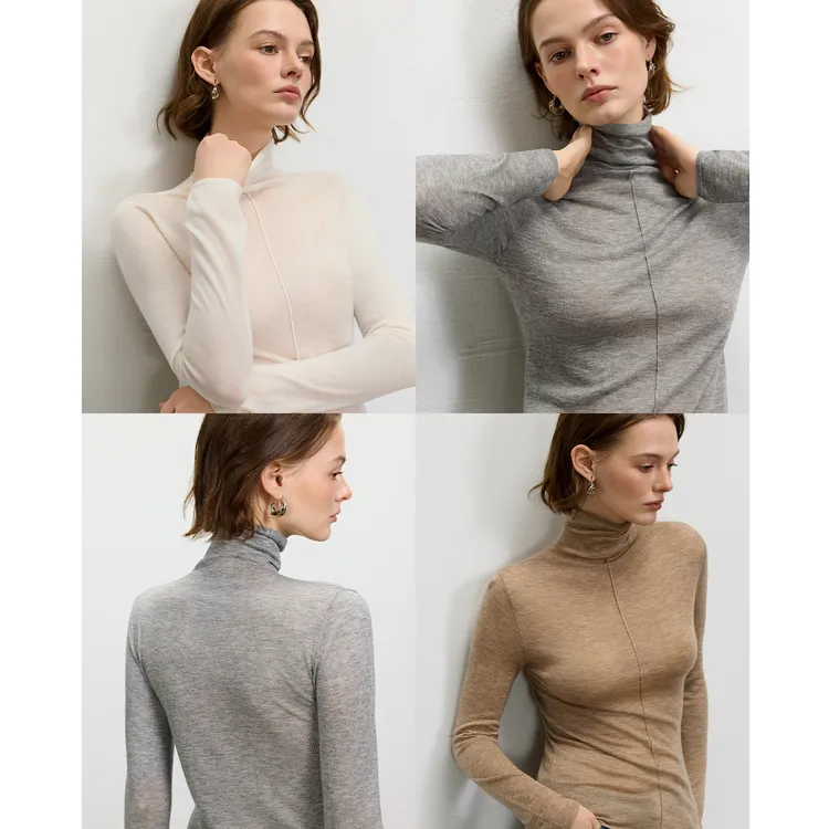 LUR 高领弹力修身打底针织衫女2025秋冬季新款内搭长袖气质上衣女