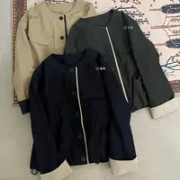 6880 不能错过～欧货圆领拼色外套