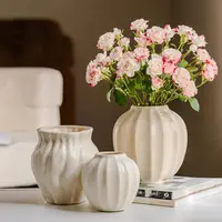 【七呀】陶瓷花瓶摆件客厅插花轻奢高级感陶罐水养鲜花法式奶油风