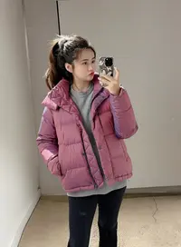 LULU短款五格白鸭绒2025新款时尚休闲连帽加厚保暖韩版帽子可脱卸