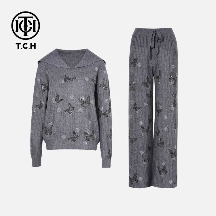 TCH私服烫钻工艺新时尚淑女百搭新潮流套装女T75C07E1057轻奢tch