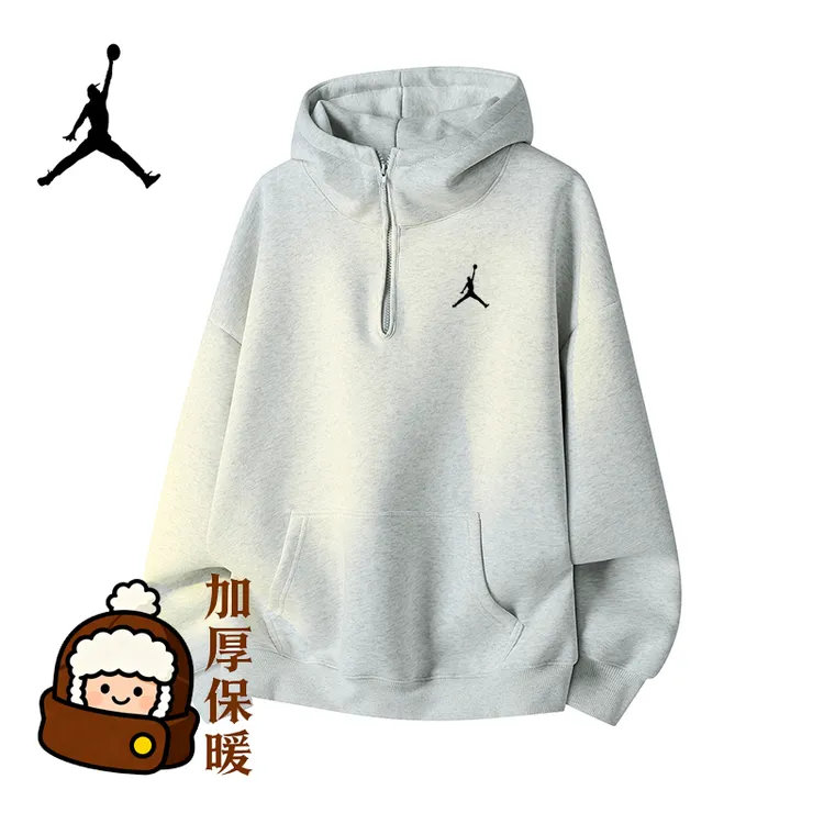 【奥莱折扣】AJ男士秋冬保暖连帽学生简约大码套头卫衣拉链宽松运动
