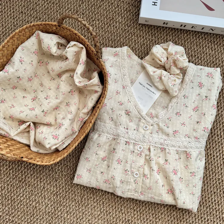 韩系ins风碎花甜美睡衣女春秋休闲宽松可外穿家居服