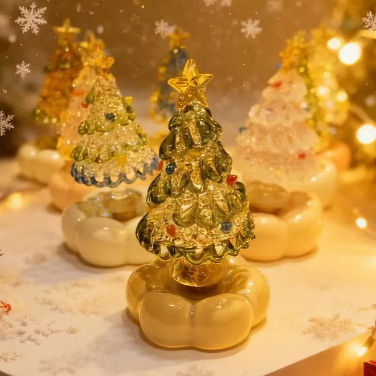 景德镇转转圣诞树烧琉璃可旋转手工圣诞树摆件圣诞节礼物创意礼物