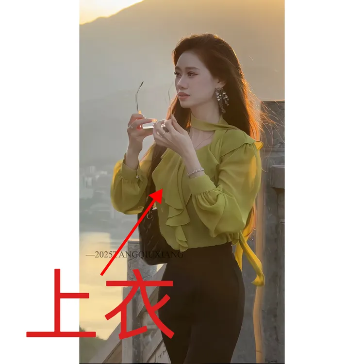 【闪耀碎金】新款法式气质荷叶边设计感长袖衬衫
