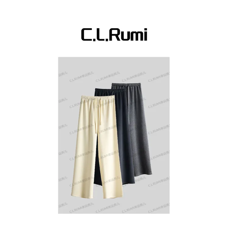 【Rumi精选】“提拉米苏”舒适百搭加厚显瘦直筒抽绳休闲裤7261kz
