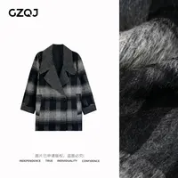 老琴私服【定格初心】法式格子羊毛大衣女秋冬气质毛呢外套女604