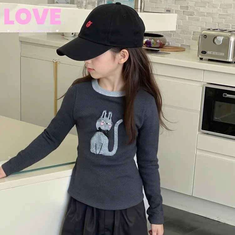 2025新款女童德绒打底衫冬款保暖长袖秋冬印花女宝宝打底卫衣套头