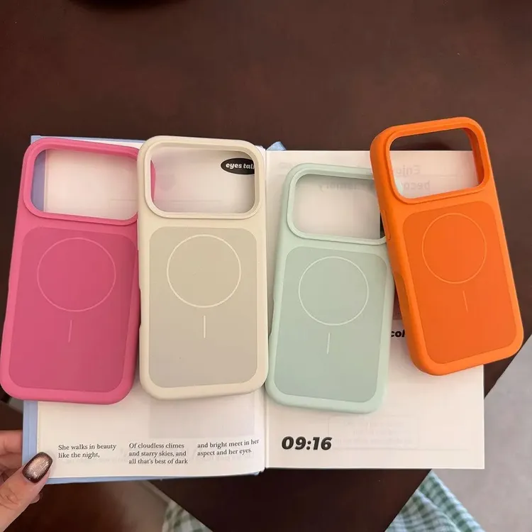 新款撞色磁吸液态硅胶适用苹果17promax手机壳iphone17女简约防摔