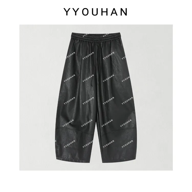 YYOUHAN 2025新款【时髦公式】简约高级感松紧腰九分皮裤 2508C4200