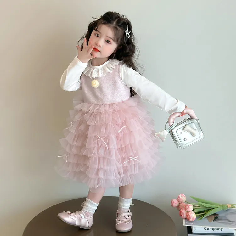 女童连衣裙春季新款2025洋气宝宝蛋糕裙儿童时尚公主裙礼服裙时髦