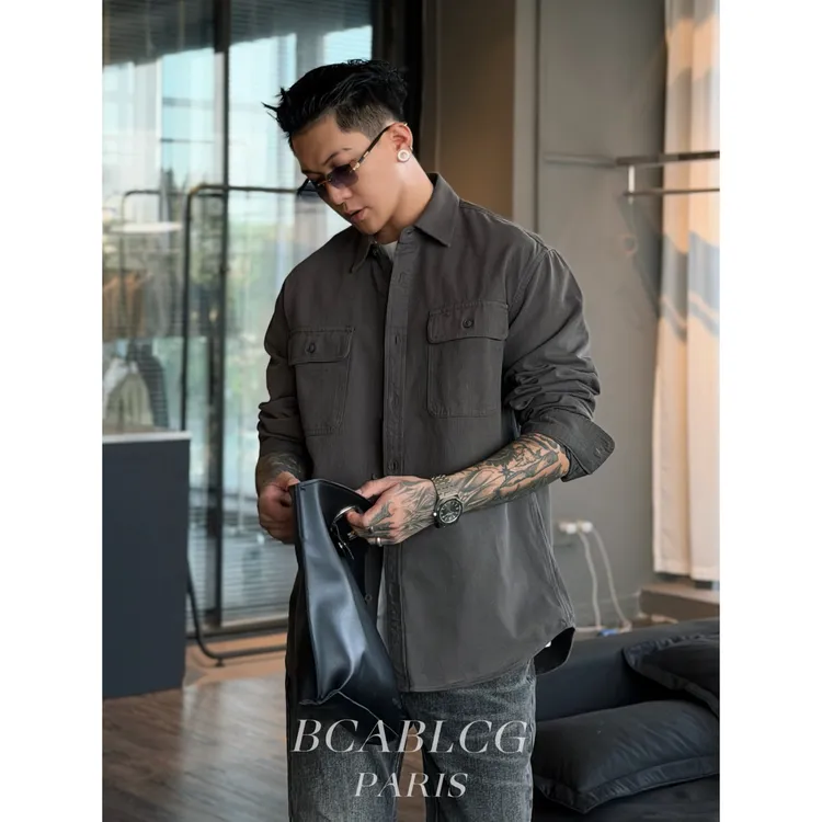 BCABLCG重磅美式工装男士衬衫外套2025秋冬新款纯棉休闲百搭衬衣