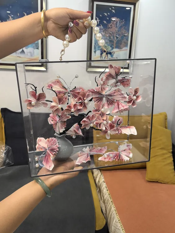 亚克力手提花盒可DIY用于鲜花花束插花的精美礼盒透明手提箱