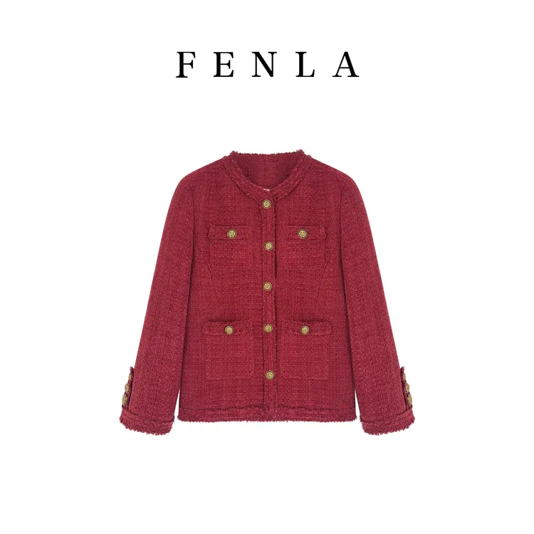 【惠姐私服】安可拉红小香风外套加厚单排扣羽绒服外套  85330