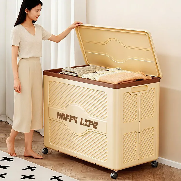 衣服收纳箱整理箱大容量超大家用翻盖带轮可折叠衣物被子储物柜
