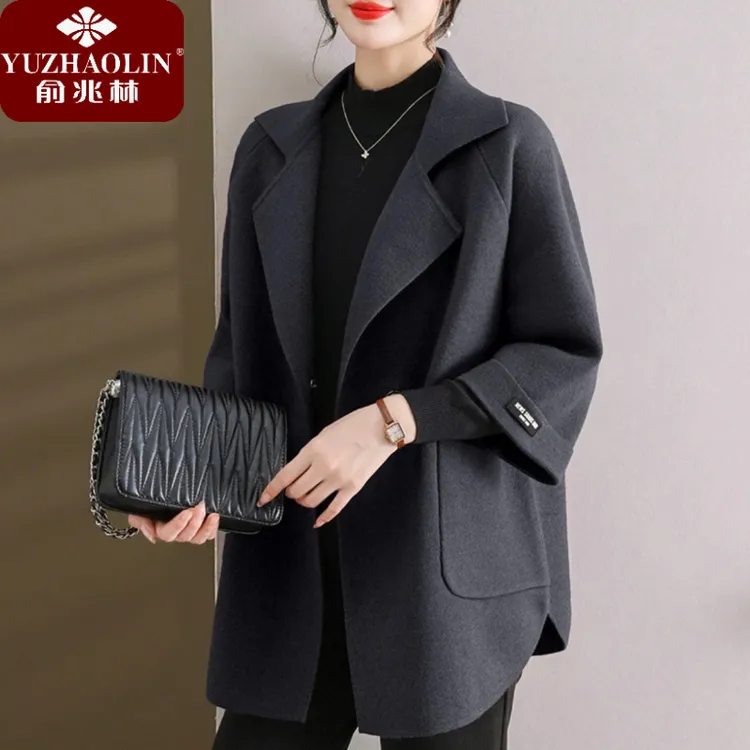 俞兆林中年妈妈毛呢外套女中长款春秋2025新款春装时尚大码胖mm羊