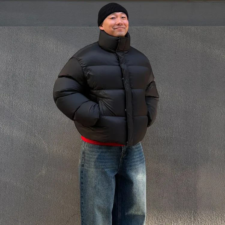 90白鹅绒短款阔型立领鹅绒服面包服冬季保暖羽绒服休闲上衣