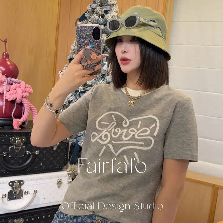 【爱心T恤】DT5ZA0281新款舒适显白爆款舒适气质日常百搭T恤