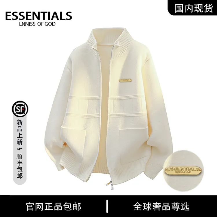 ESSENTIALS LNNISS 高级感立领开衫毛衣男女款秋冬休闲针织衫外套
