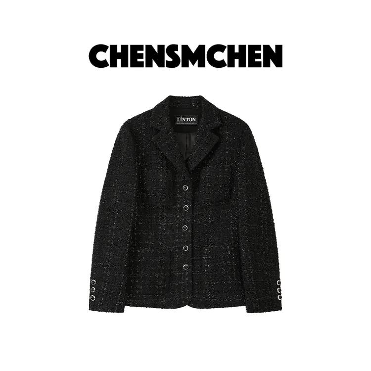 CHENSMCHEN 进口LINTON粗花呢小香外套女精致优雅上衣CSW7548TT
