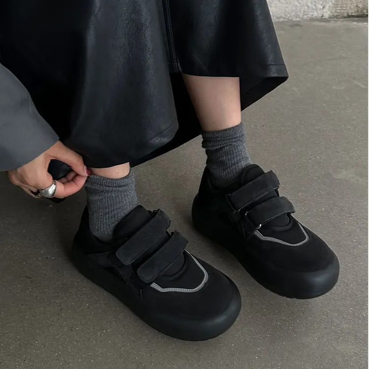 A610-6 SGIRL TWTW秋季新款真皮魔术贴厚底圆头百搭松糕鞋面包鞋