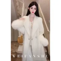 WEIFANSHU/魏凡舒【初雪约定】新款可拆卸袖口狐狸毛澳毛大衣外套