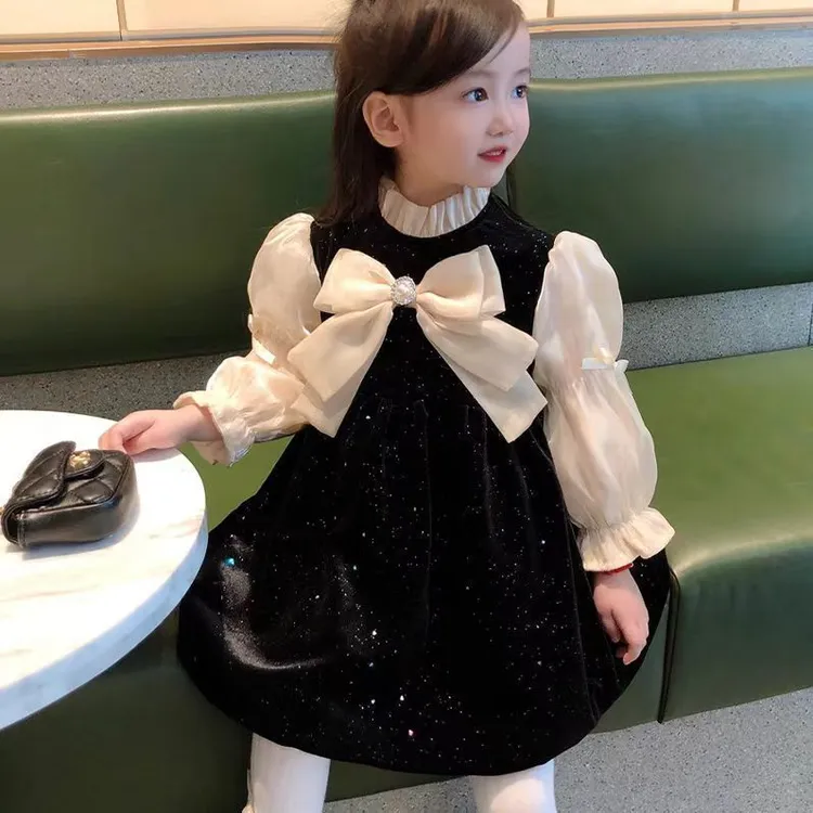 女童秋季法式公主裙女气质公主裙洋气连衣裙长袖宝宝生日公主裙子