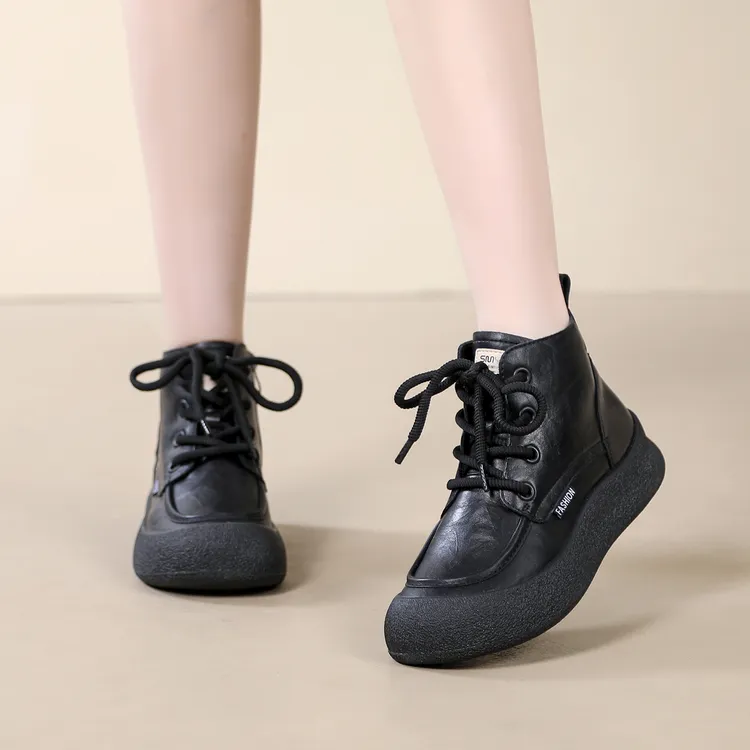 冬季羊毛马丁靴女2025秋季新款加绒加厚棉靴时尚英伦风圆头单短靴