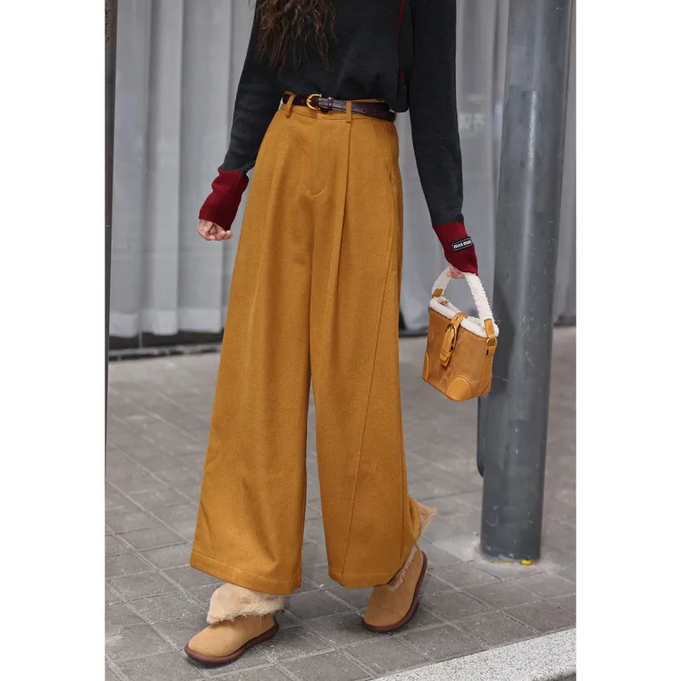 陈大器【野径萤火】港风复古毛呢秋冬高腰显瘦休闲长裤JM2477310