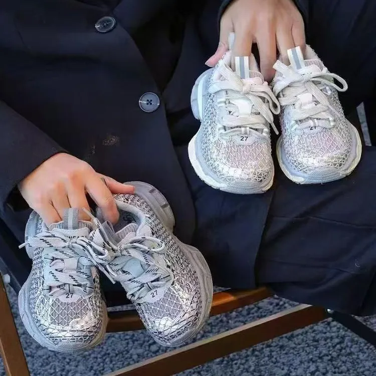 儿童鞋休闲鞋2025春季新款网布透气运动鞋男女童防滑老爹鞋-9068B