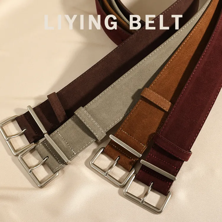 极简设计磨砂牛皮腰封百搭质感真皮宽腰带秋冬新款复古麂皮绒面
