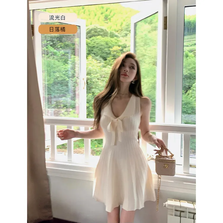 【QIUROUYAO邱肉瑶】城堡里的优雅公主*下午茶系针织连衣裙