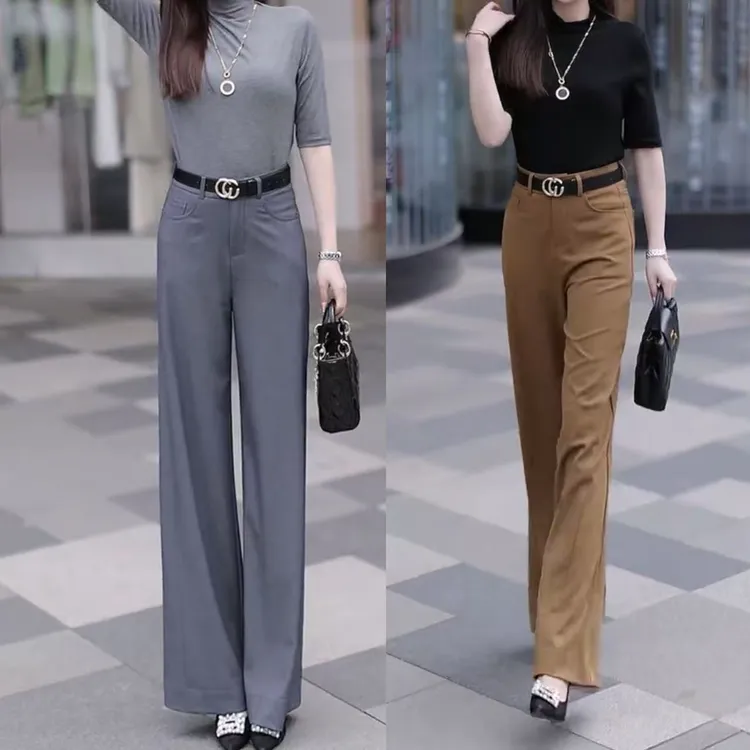 春夏季阔腿裤女高腰大码立体裁剪通勤纯色时尚气质中年妈妈休闲裤