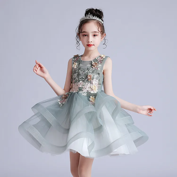 女童夏款蓬蓬婚纱礼服裙网纱公主裙短裙六一表演服装童裙2024