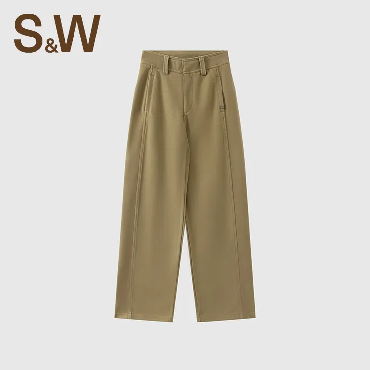 SW速惟长裤直筒裤拼接微喇裤摩卡色西裤运动裤舒适阔腿 6442