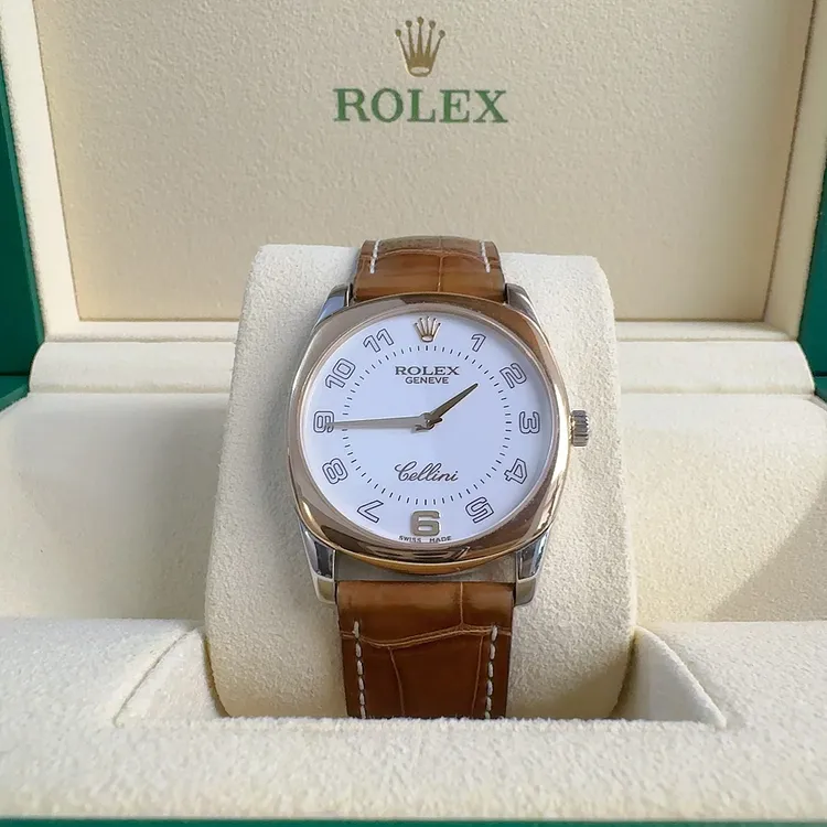 95新 Rolex/劳力士 切利尼系列4233单表18K白金间玫瑰金/手动机械