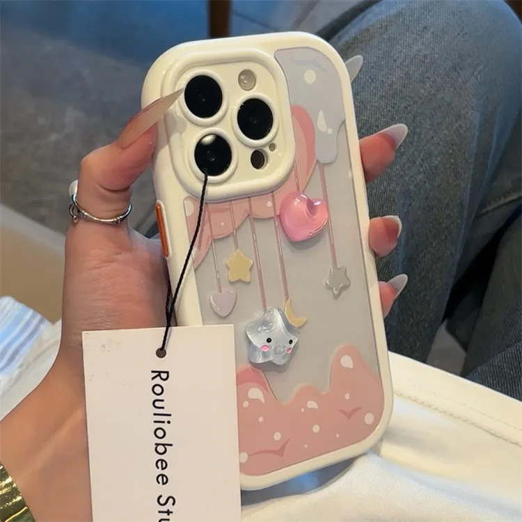 趣味ins少女心立体星星与心愿贴件适用苹果16Promax手机壳高级感i