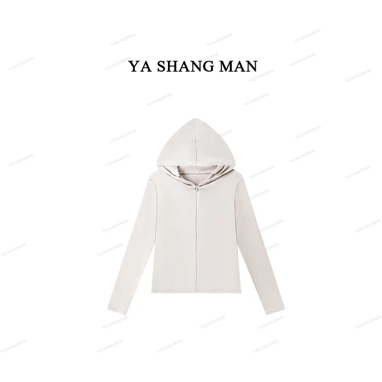 【琥珀流光】YASHANGMAN 秋冬磨毛简约连帽半拉链显瘦百搭 T恤 2596